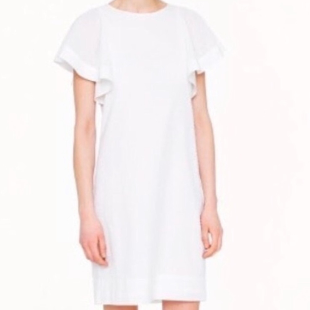 J CREW white flutter sleeve dress